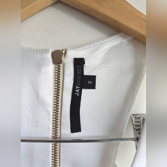 NWT! Jaygodfrey, Krooger Deep V-Neck Cutout Dress, Light Ivory, Size 2 -$299 - Picture 5 of 11